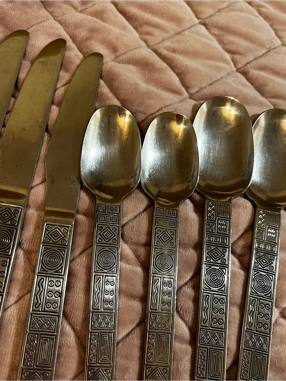 Cambridge Aztec Stainless Flatware 11 Pc Geometric Silverware Set Discontinued
